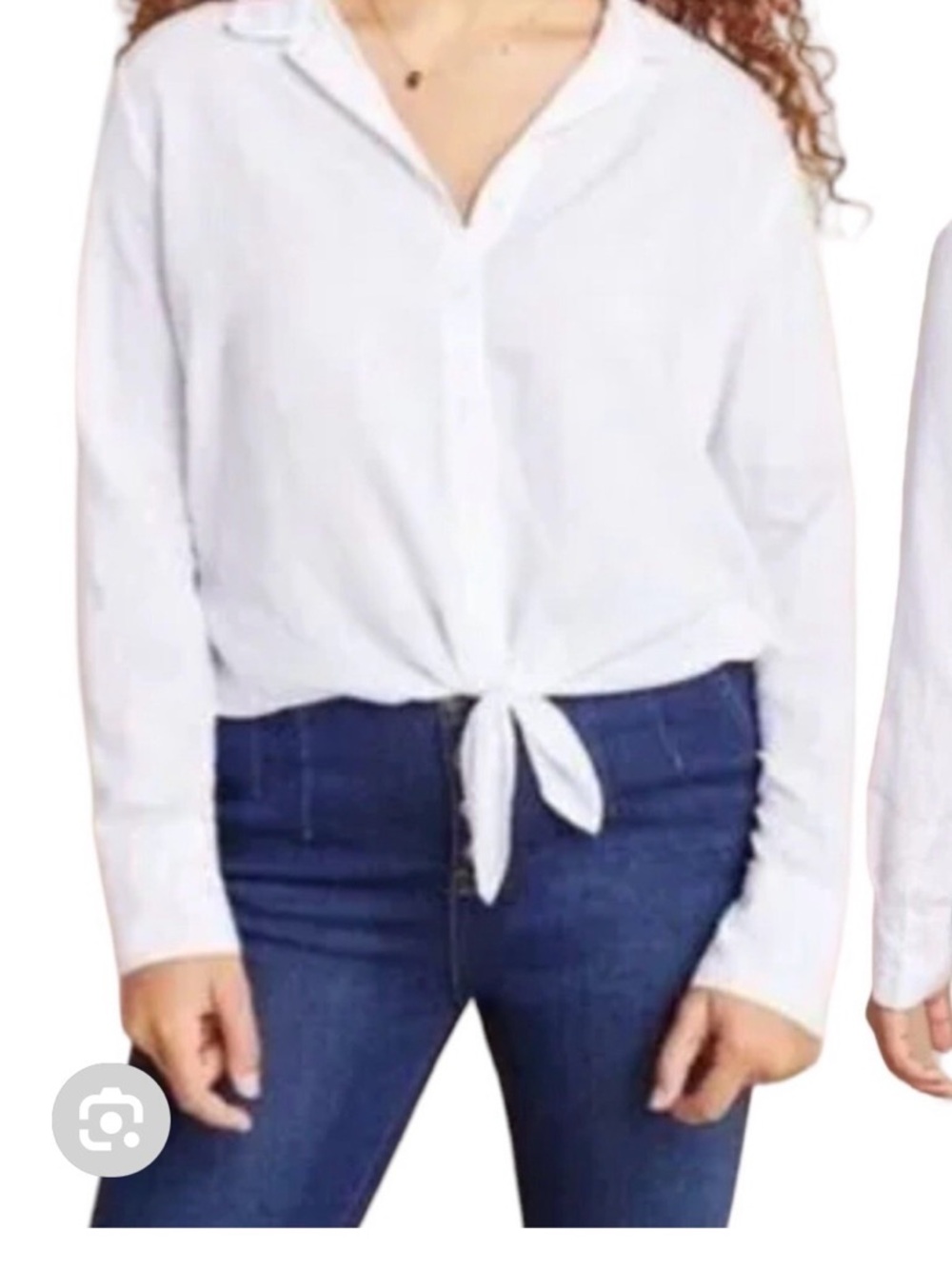 Cloth and Stone White Tie-Front Long Sleeve Women's Top